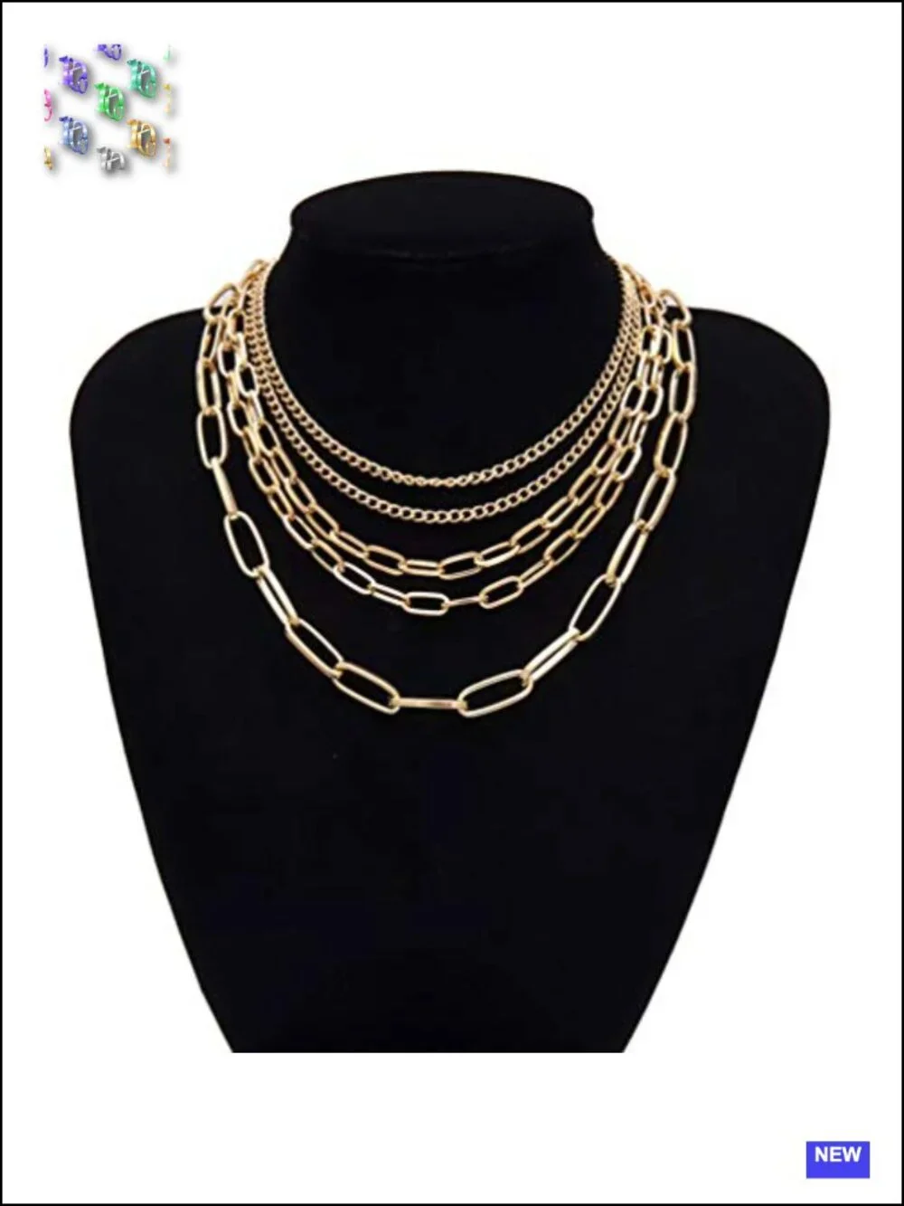 Chunky Chain Multilayer Collar Necklace Gold, Punk Statement Choker